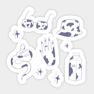 Cow print sticker set Purple Sticker